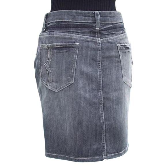 Cache Denim Black Gray Wash Rhinestone Stud Detail Skirt New Stretch $98 NWT - Picture 3 of 5
